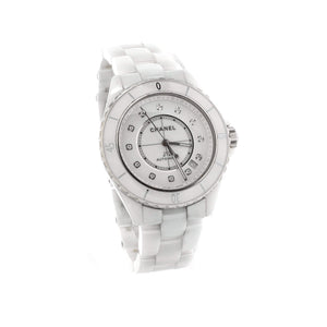 J12 Automatic Watch Ceramic and Stainless Steel with Diamond Markers and Mother of Pearl 38