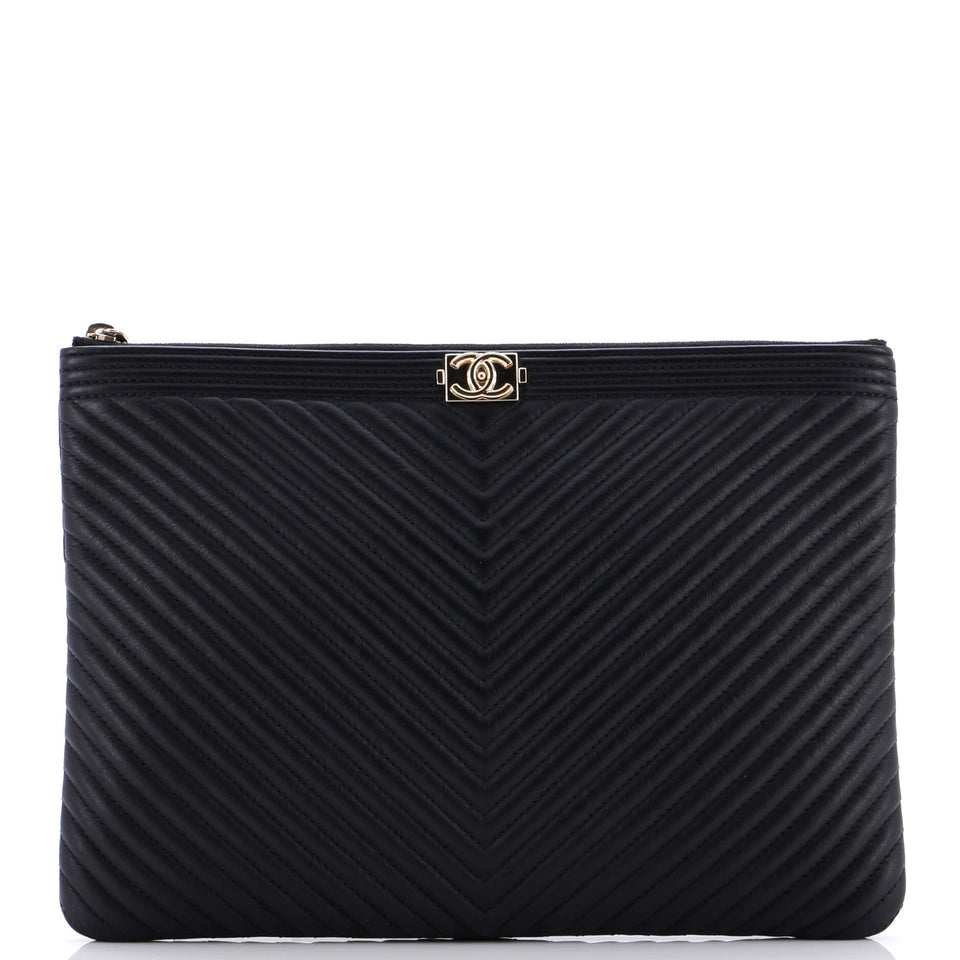 Boy O Case Clutch Chevron Calfskin Medium