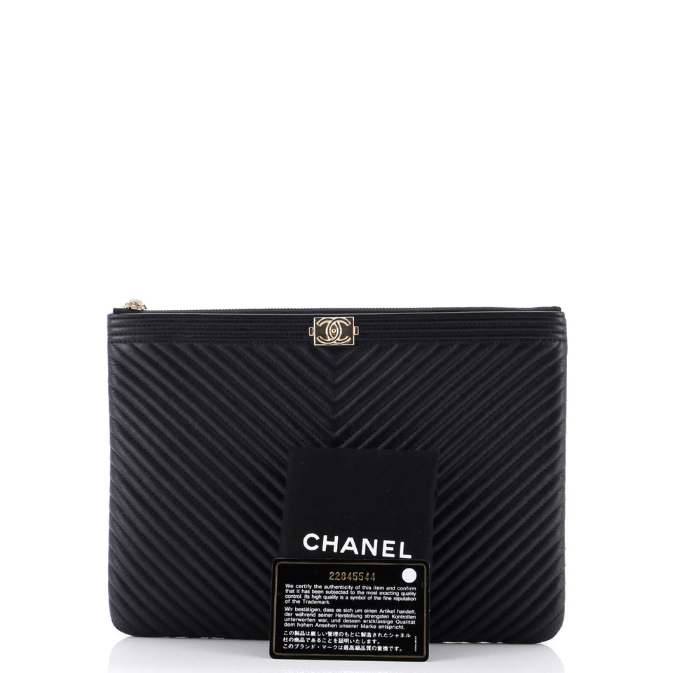 Boy O Case Clutch Chevron Calfskin Medium