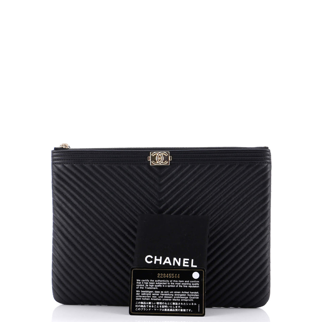 Boy O Case Clutch Chevron Calfskin Medium