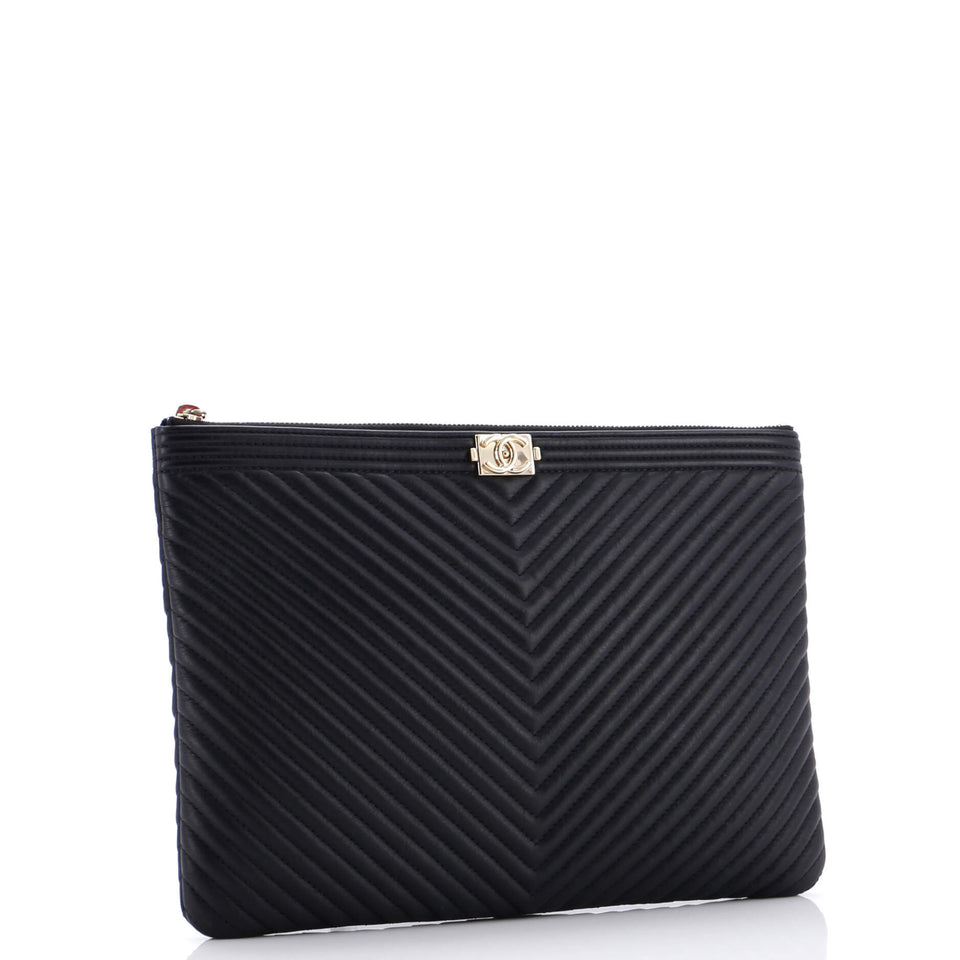 Boy O Case Clutch Chevron Calfskin Medium
