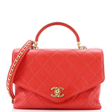 Gold Top Handle Bag Quilted Lambskin Medium