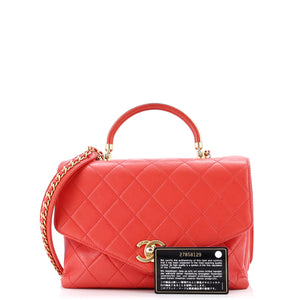 Gold Top Handle Bag Quilted Lambskin Medium