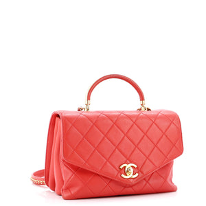 Gold Top Handle Bag Quilted Lambskin Medium