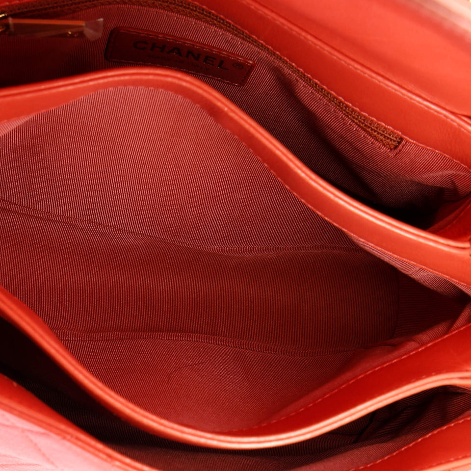 Gold Top Handle Bag Quilted Lambskin Medium