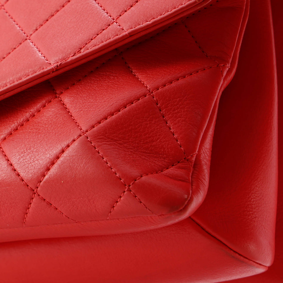 Gold Top Handle Bag Quilted Lambskin Medium