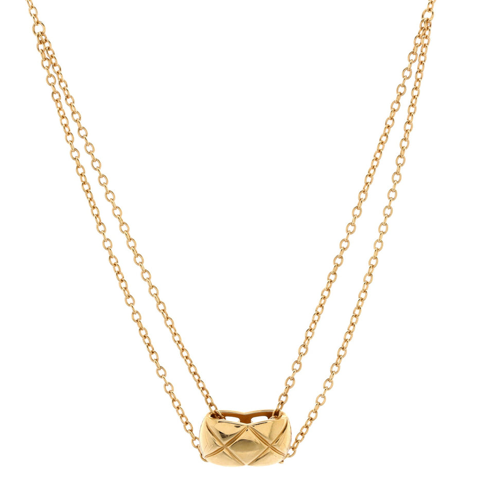 Coco Crush Double Chain Pendant Necklace 18K Yellow Gold