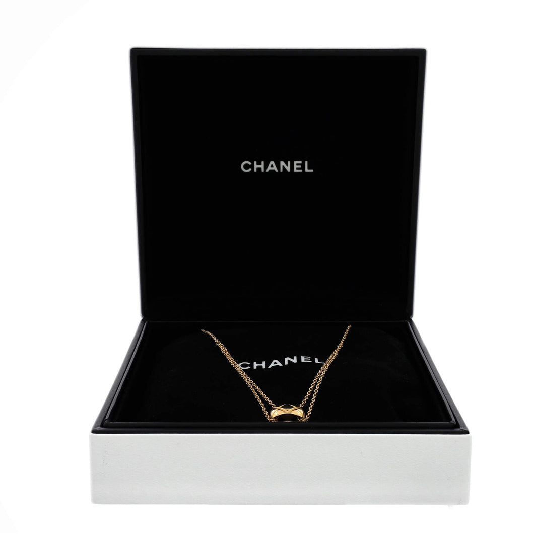 Coco Crush Double Chain Pendant Necklace 18K Yellow Gold