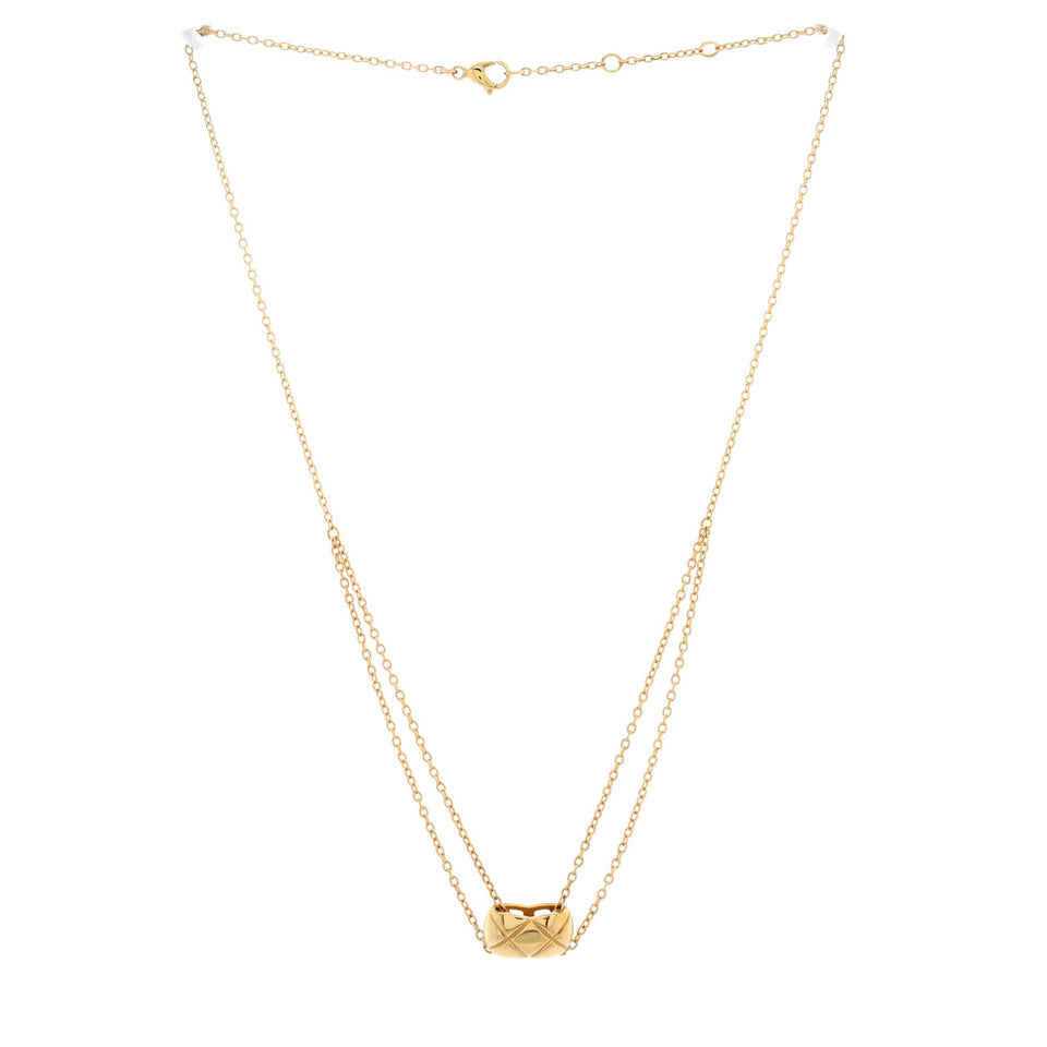 Coco Crush Double Chain Pendant Necklace 18K Yellow Gold