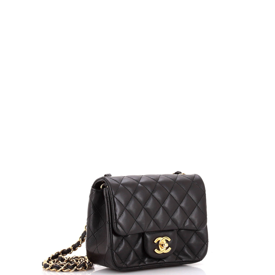 Square Classic Single Flap Bag Quilted Lambskin Mini