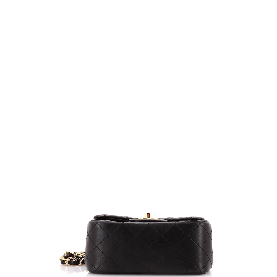 Square Classic Single Flap Bag Quilted Lambskin Mini