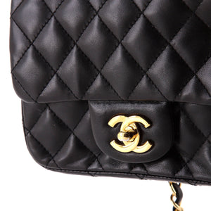 Square Classic Single Flap Bag Quilted Lambskin Mini