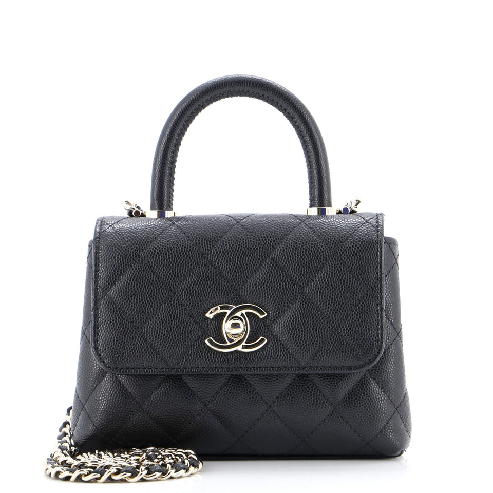 Coco Top Handle Bag Quilted Caviar Extra Mini