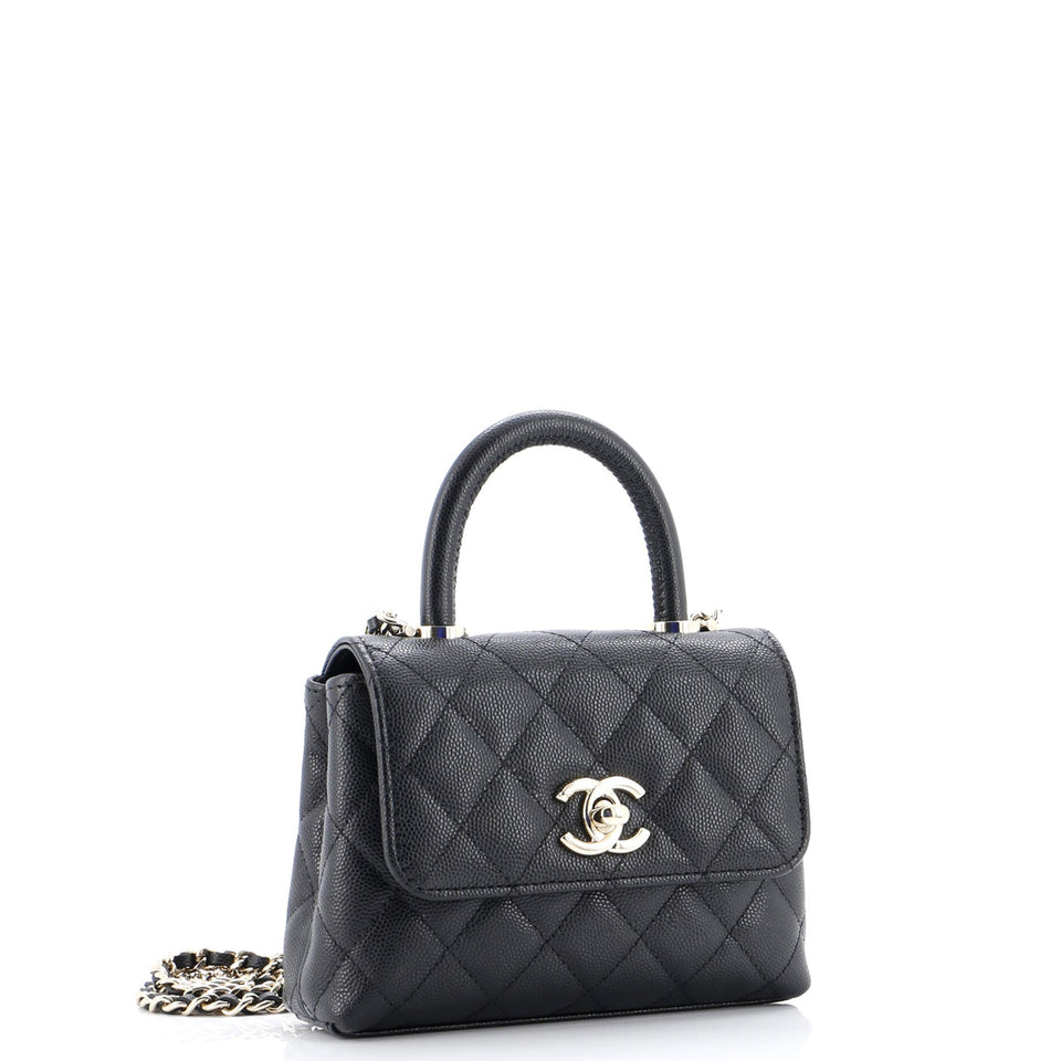 Coco Top Handle Bag Quilted Caviar Extra Mini