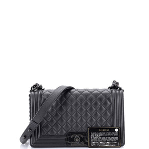 So Black Boy Flap Bag Quilted Caviar Old Medium