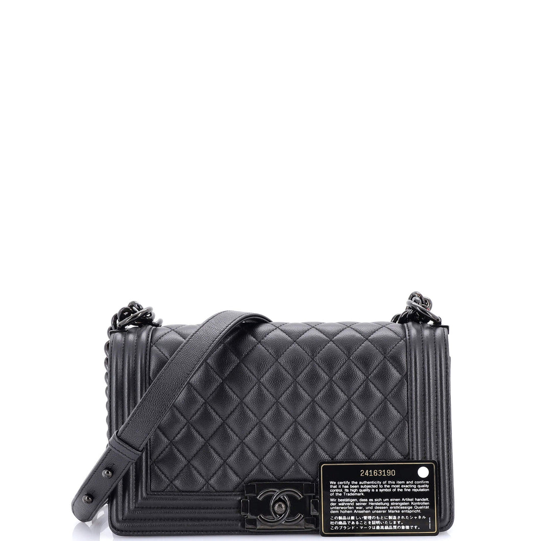 So Black Boy Flap Bag Quilted Caviar Old Medium