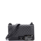So Black Boy Flap Bag Quilted Caviar Old Medium