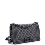 So Black Boy Flap Bag Quilted Caviar Old Medium