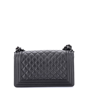 So Black Boy Flap Bag Quilted Caviar Old Medium