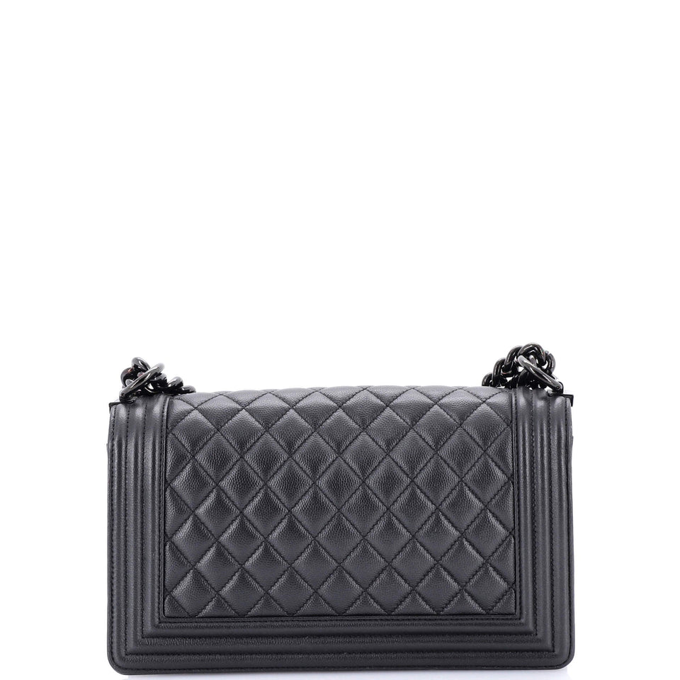 So Black Boy Flap Bag Quilted Caviar Old Medium