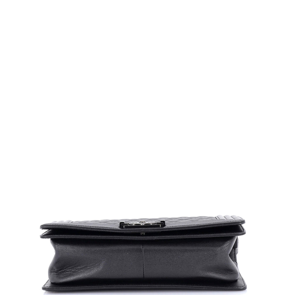 So Black Boy Flap Bag Quilted Caviar Old Medium