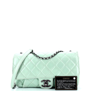 Pleated Chain Flap Bag Quilted Calfskin Medium