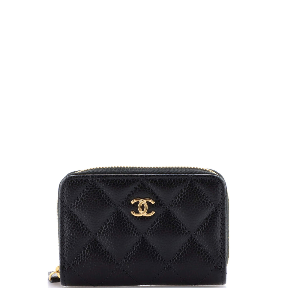 CC Zip Coin Purse Quilted Caviar Small