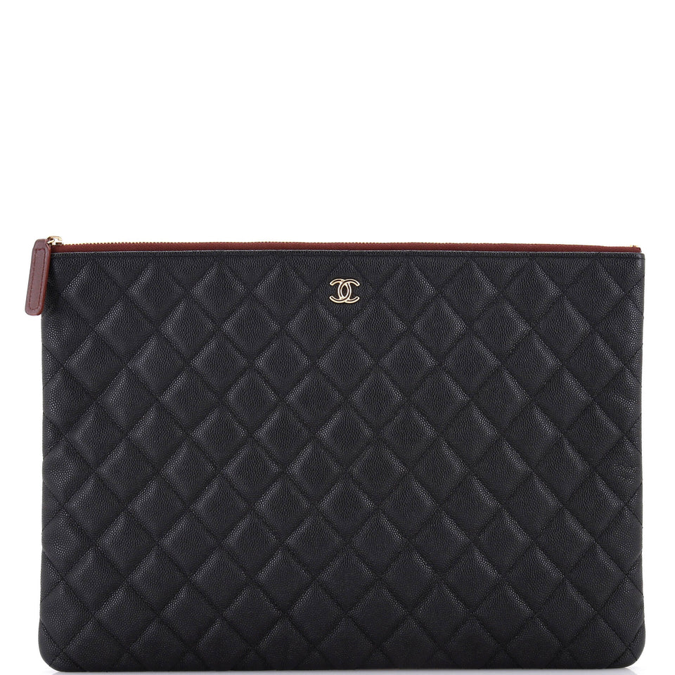 O Case Clutch Quilted Caviar Large