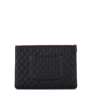 O Case Clutch Quilted Caviar Large