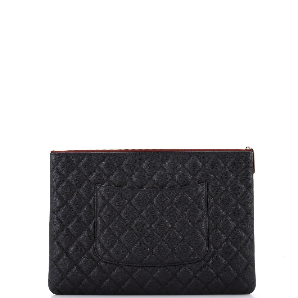 O Case Clutch Quilted Caviar Large