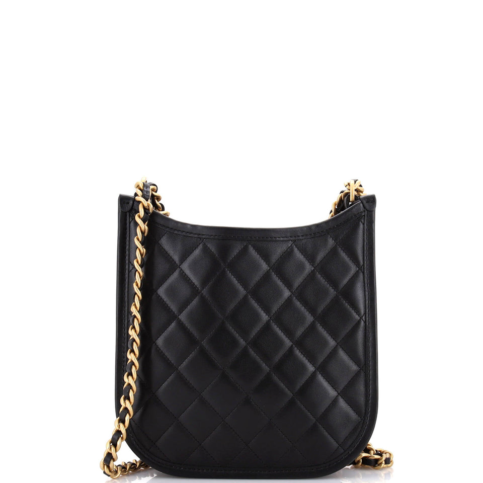 CC Front Pocket Chain Hobo Quilted Lambskin Small