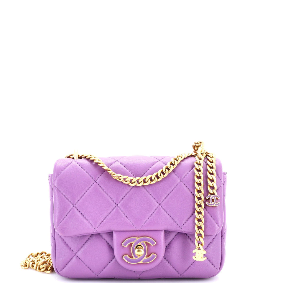 Pending CC Square Flap Bag Quilted Lambskin Mini