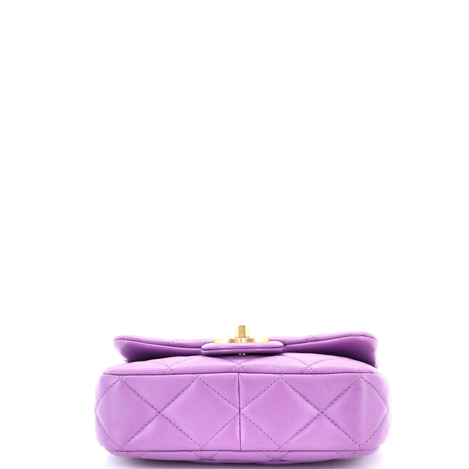 Pending CC Square Flap Bag Quilted Lambskin Mini