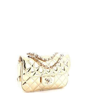 Classic Single Flap Bag with Star Coin Purse Quilted Metallic Leather Mini