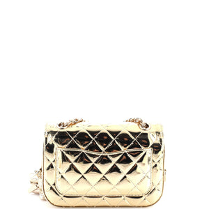Classic Single Flap Bag with Star Coin Purse Quilted Metallic Leather Mini