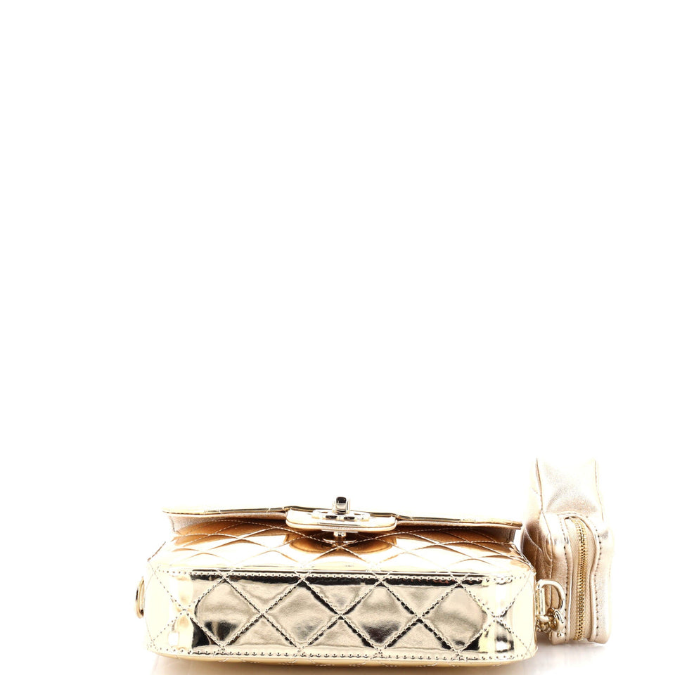 Classic Single Flap Bag with Star Coin Purse Quilted Metallic Leather Mini