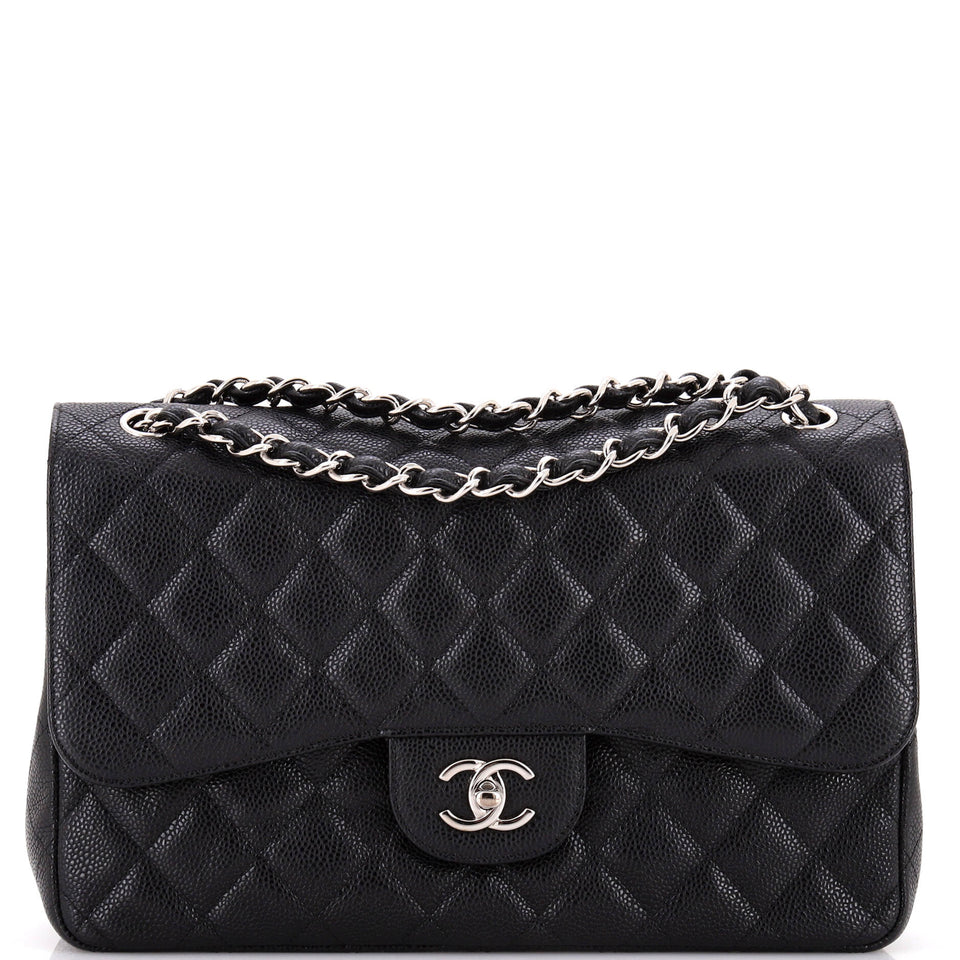 Classic Double Flap Bag Quilted Caviar Jumbo