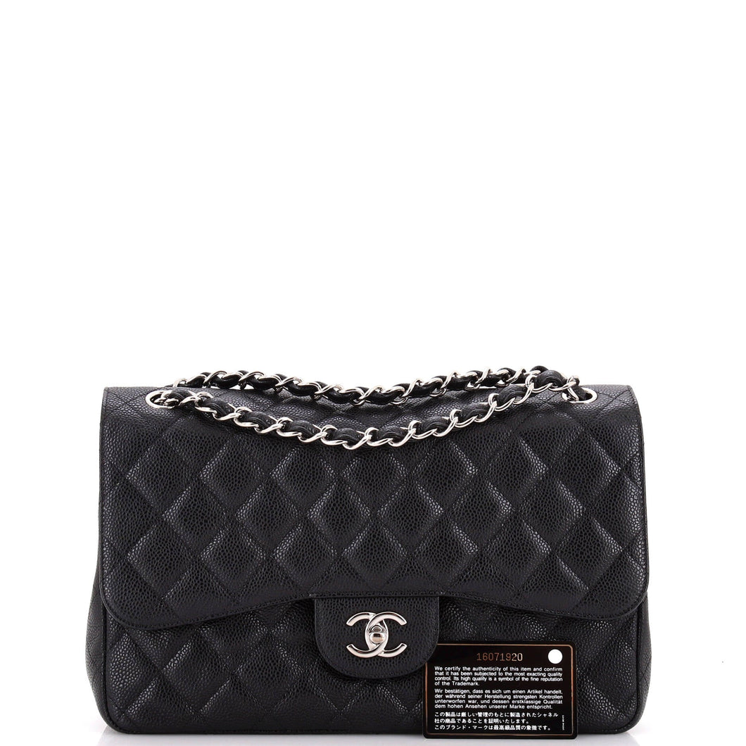 Classic Double Flap Bag Quilted Caviar Jumbo