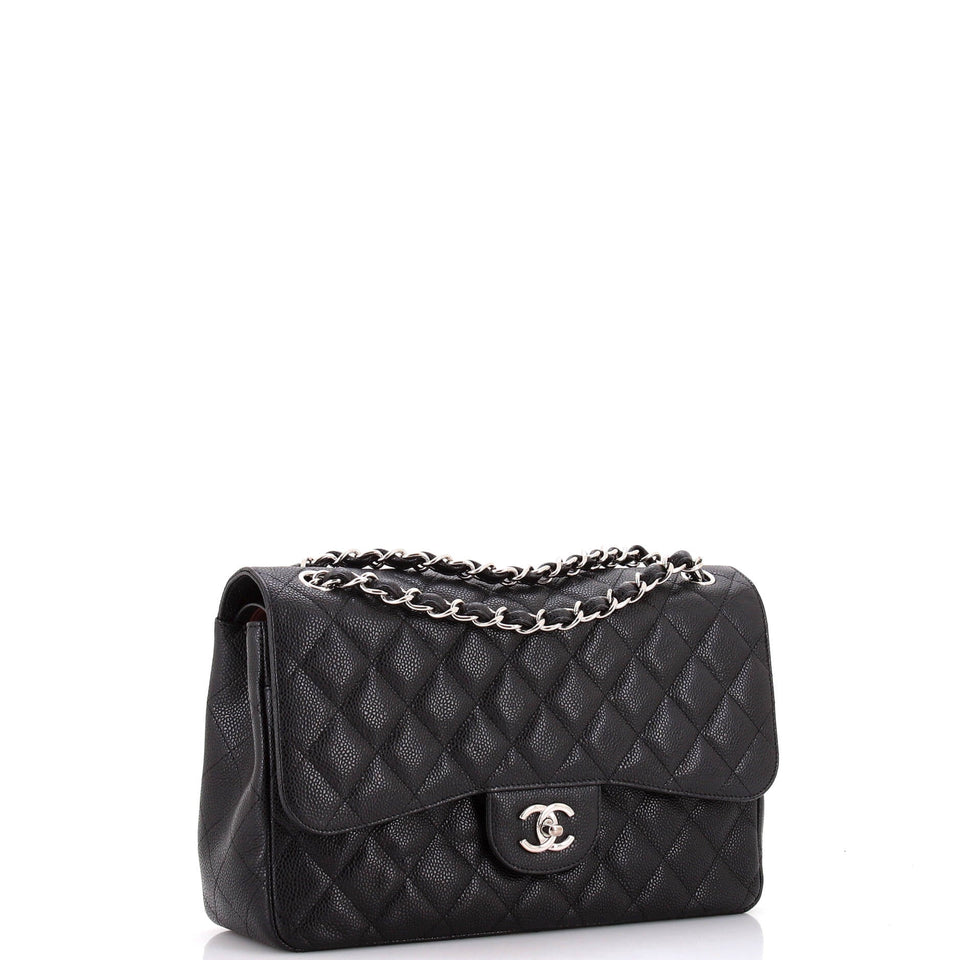 Classic Double Flap Bag Quilted Caviar Jumbo