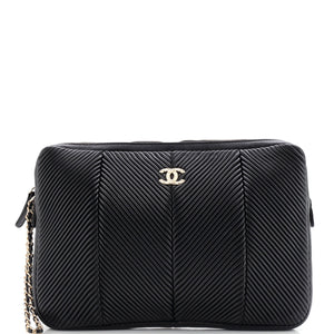 Clutch with Wristlet Chevron Lambskin Large