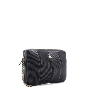Clutch with Wristlet Chevron Lambskin Large