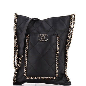 Flat Shopping Bag Quilted Calfskin Small