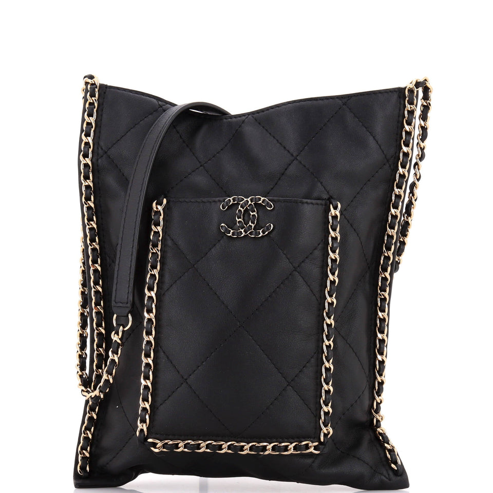 Flat Shopping Bag Quilted Calfskin Small