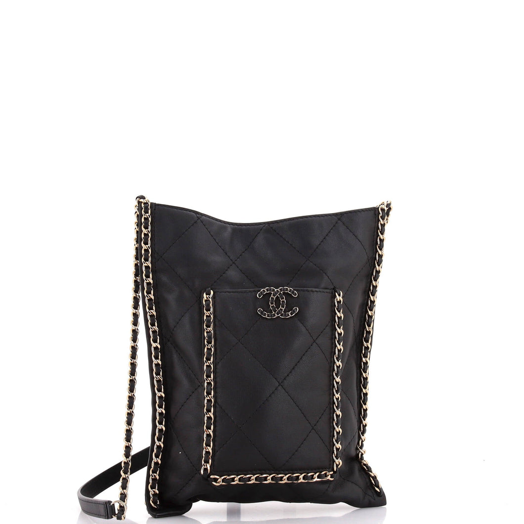 Flat Shopping Bag Quilted Calfskin Small