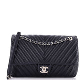 Double Stitch Flap Bag Chevron Lambskin Jumbo