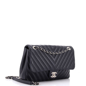 Double Stitch Flap Bag Chevron Lambskin Jumbo