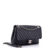 Double Stitch Flap Bag Chevron Lambskin Jumbo