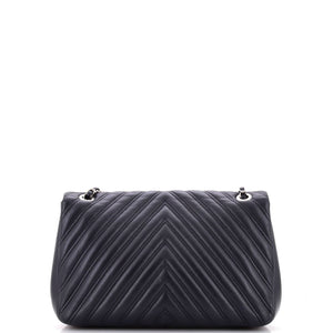 Double Stitch Flap Bag Chevron Lambskin Jumbo