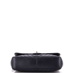 Double Stitch Flap Bag Chevron Lambskin Jumbo