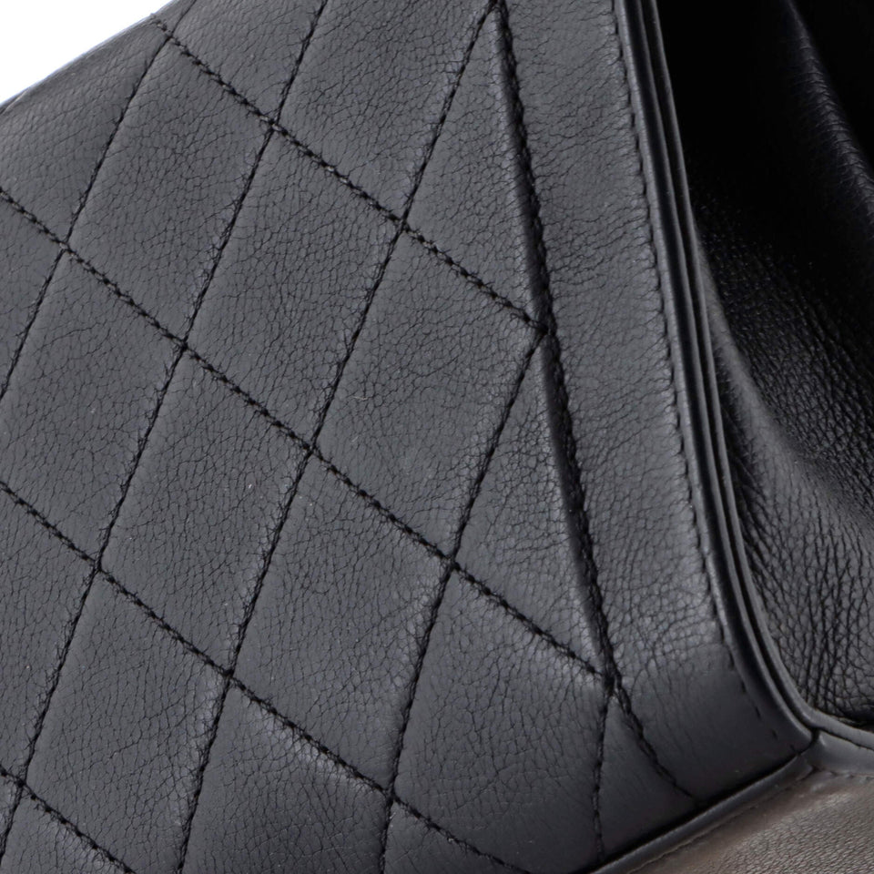 Label Click Flap Bag Quilted Calfskin Small